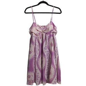 Free People Purple Pink Floral Empire Waist Sundress Spaghetti Straps Size L